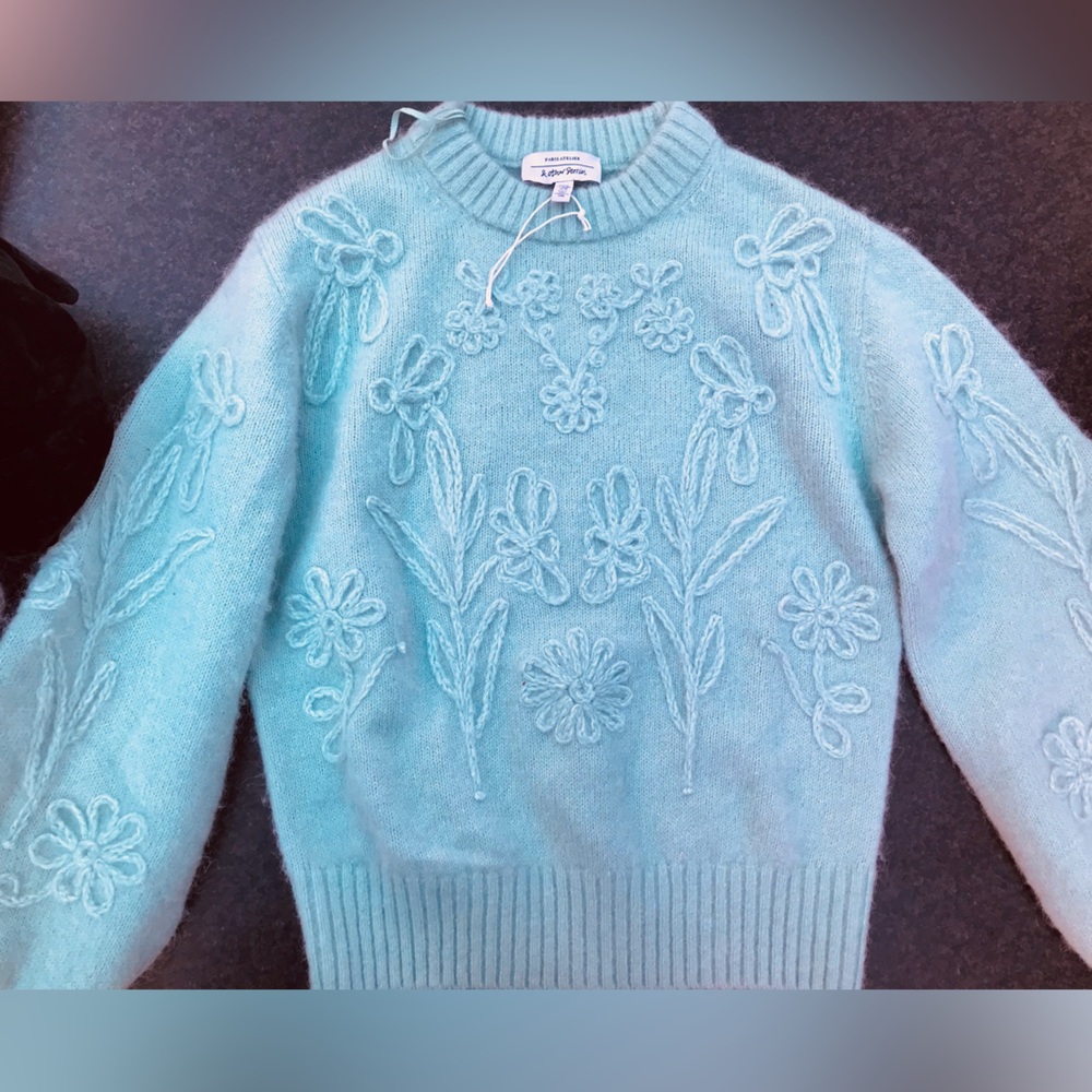 TURQUOISE FLOWER SWEATER